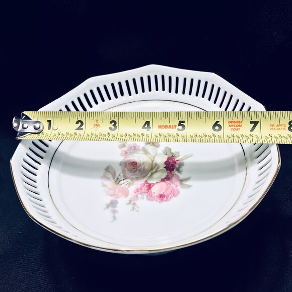 Schwarzenhammer Bavaria West Germany Pedestal Compote Pierced Lace Reticulated - Picture 10 of 12